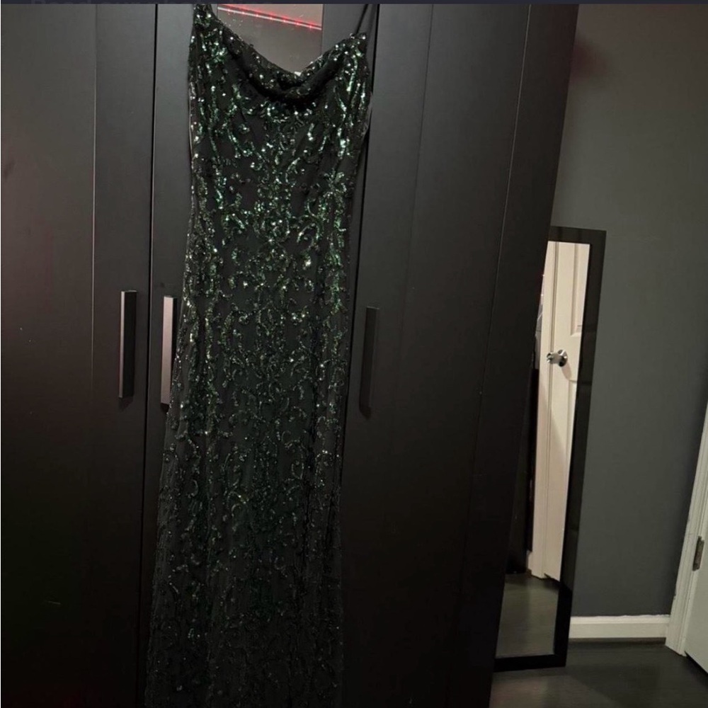 Windsor Black and Green Sequin Prom Dress